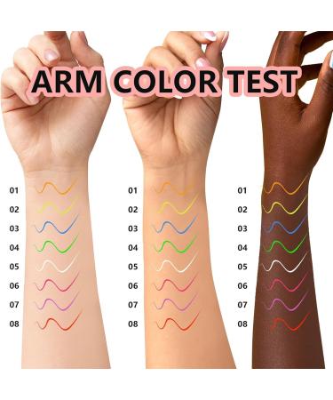 Stylo eye-liners de couleur mate eye-liners liquides Pen Eyeliners Matte Neon 8x Colored Liquid | Couleurs vives tanche l' preuve des taches lisses et pas de rev tement pour les yeux pour fille - Buy Online on GoSupps.com