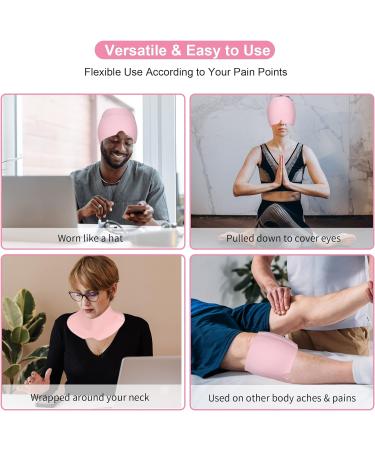 Gel Ice Migraine Relief Hat - Hot/Cold Therapy Cap for Headaches, Sinus, Hangovers - Reusable Ice Pack Mask for Tension, Sports Injuries - Pink - Buy Online on GoSupps.com