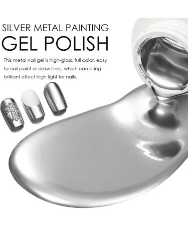 Metallic Painting Gel Holographic Nail Polish - Reflective Mirror Metal for Nails Art Silver Painted Gel Nail Polish - Buy Online on GoSupps.com