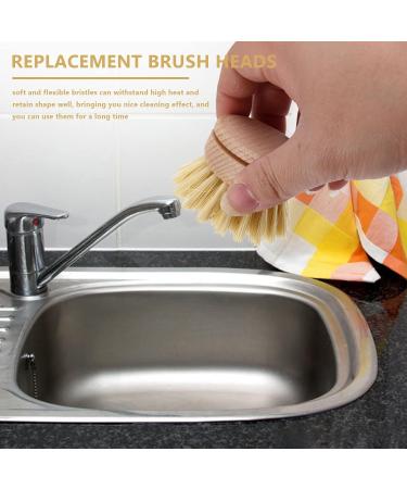 Yantan Washing Up Brush Dish Brush 6 Pcs Replacement Brush Heads Wooden Cleaning Dish Brush Refillable Kitchen Beech - Buy Online on GoSupps.com