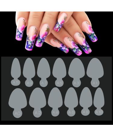 C12rtive 60 pieces of dual-nail shape sticker silicone sticker for French manicure for nail shape gel extension quick structure dual-nail shape (Mold1)