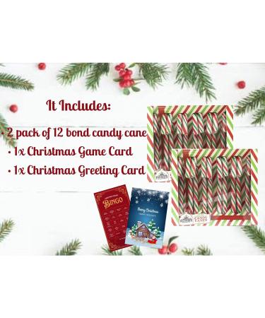 Christmas Candy Canes Sweets Bonds of London - 24 Peppermint Flavour Candies for Xmas Tree Decorations and Festive Treats - Buy Online on GoSupps.com