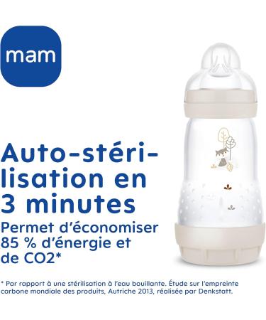MAM - Pack of 2 Easy Start Anti-Colic bottles 2+ months medium flow (2 x 260 ml) Mint + Cotton - Bottle to reduce colic - Buy Online on GoSupps.com