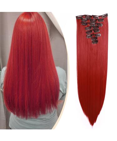 S-noilite 17-26 Inches(43-66cm) 8pcs Long Full Head Clip In Hair Extensions Extension Sexy Lady Fashion Choice 60 Colours (23 Inches-Straight Dark Red) Dark Red 23 Inch - Buy Online on GoSupps.com