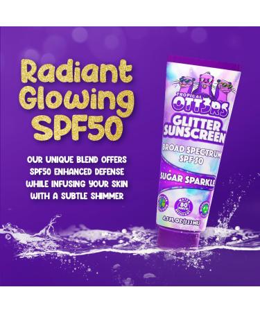 Glitter Sunscreen SPF 50 - Sparkle & Shimmer Lotion for Kids & Women - UVA/UVB Protection 80 Min Water Resistant Scented USA Made - 4.5oz Sugar Sparkle - Buy Online on GoSupps.com