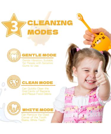 iNszkoos Snoic Rechargeable Kids Electric Toothbrush - Cute Tiger Design | 3 Modes, 2-Min Timer | Boys Girls Ages 2-10 | Xmas Gift - Buy Online on GoSupps.com