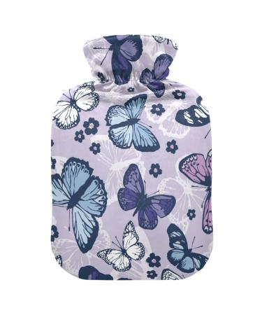 Hot water bottles with cover butterflies hot water bags for pain relief sports injuries feet and bed warmer 2 liters
