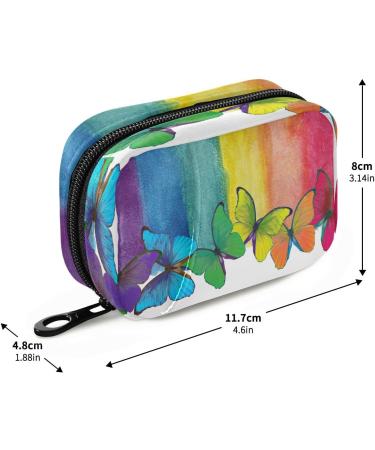 Pfrewn 7 Day Rainbow Watercolor Butterfly Pill Organizer | Portable Weekly Vitamin & Medicine Holder - Travel-Friendly Zipper Pouch - Buy Online on GoSupps.com