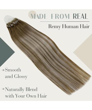 LAAVOO Micro Loop Real Hair Extensions - Balayage Blond #8/60/8 - 40cm Ombre Microring 50 Strands - Buy Online on GoSupps.com