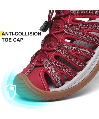 DANNTO Women's Trekking Sports Sandals - Closed Rubber Hiking Sandals for Summer Travel - Pink - EU Size 41 - Buy Online on GoSupps.com