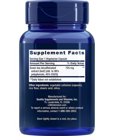 Life Extension Mega Green Tea Extract Decaffeinated - 100 Veggie Capsules for Antioxidant Support - Buy Online on GoSupps.com