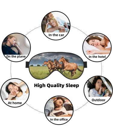 Premium Sleep Mask for Men & Women - Soft Blackout Eye Mask for Travel & Better Sleep - Perfect Gift for Him & Her - Horses Design - Buy Online on GoSupps.com