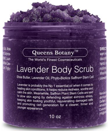 Lavender Oil Body Scrub - Moisturizing Shea Butter, Saffron & Nourishing Body Oils - Exfoliating Salt Scrub For Body-Win Against Aging, Stretch Marks, Cellulite, Acne & Dead Skin Scars- 10 oz
