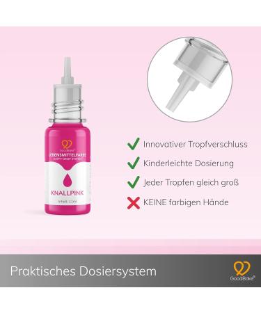 Goodbake Pink Food Coloring (11ml) - Intensive Highly Concentrated Vegan Color for Cakes Fondant Buttercream & More - Perfect for Baking & Drinks - Buy Online on GoSupps.com