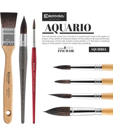 Escoda Aquario 1125 Artist Watercolor & Acrylic Brush, Size 10 Round - Petit Gris Squirrel Hair, Short Handle - Buy Online on GoSupps.com