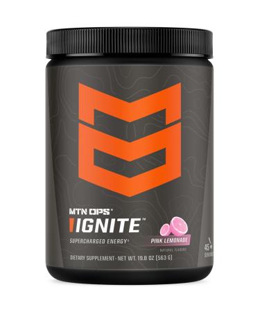 MTN OPS Ignite Energy Drink Powder Gluten Free Nootropic Supplement Drink Mix L Arginine L Citrulline Caffeine & Nootropic Sugar Free Drink Mix 45 Servings Pink Lemonade Pink Lemonade Tub - 45 servings