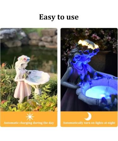 Solar Fairy Statue Solar Fairy Garden Ornaments Outdoor Solar Lights Fairy Figurine Resin Angel Garden Ornaments for Patio Yard Lawn Porch Decor - Buy Online on GoSupps.com
