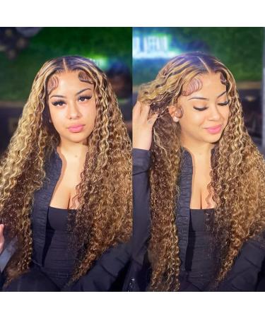 Honey Blonde Ombre Highlight Loose Deep Wave Lace Front Wig | 13x6 HD Lace 180% Density | Colored Human Hair Wig for Women | 12A Grade Pre Plucked Glueless SPARKLE DI - Buy Online on GoSupps.com