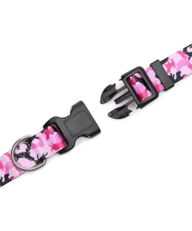 Suredoo Adjustable Dog Collar - Soft Comfort Nylon for Small to Large Dogs - Camo Pink (M: 33-55cm) - Buy Online on GoSupps.com