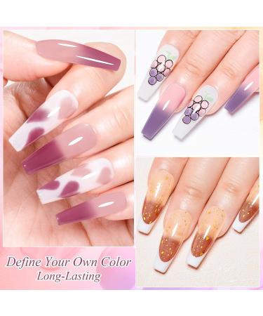 MEET ACROSS Pink Color Changing Gel Nail Polish Set - Mood Temperature Change Translucent Nude Pink Gel Polish with Foil & Crystal Accents - Buy Online on GoSupps.com