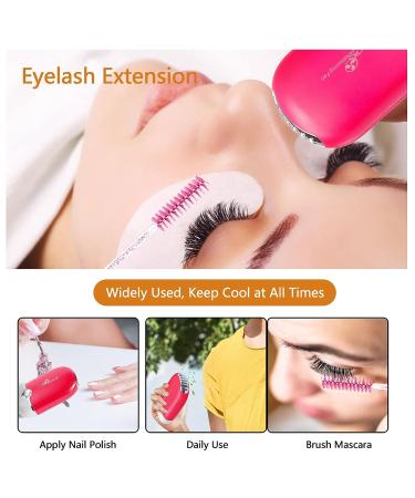 Lash Fan Eyelash Extension Supplies with USB Mini Portable Fans, Shampoo Brush, Mascara Brushes, Wash Bottle - Rose Color - Buy Online on GoSupps.com