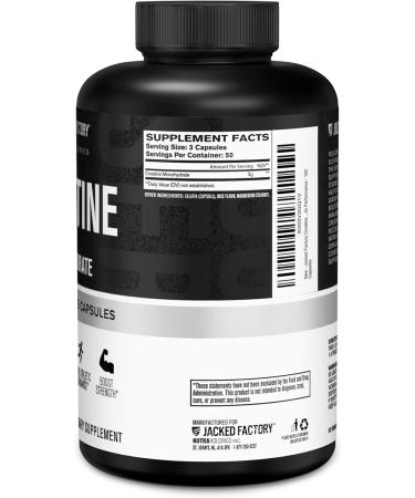 Jacked Factory Creatine Monohydrate 5000mg - 150 Capsules - Buy Online on GoSupps.com