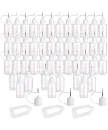 Foraineam 48 Pack 30ml Precision Tip Applicator Bottle Quilling DIY Craft Needle Tip Squeeze Bottle Glue Bottle Applicator (White)