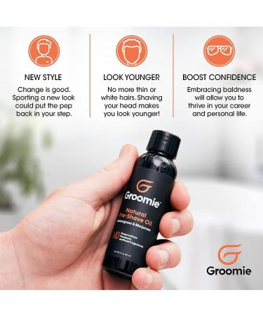 GROOMIE Natural Pre-Shave Oil for Bald Head - Plant Based Formula with Milk Thistle Seed & Essential Oils - Promotes Close Shave for Men & Women - Buy Online on GoSupps.com