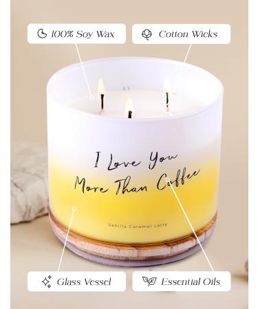 Vanilla Caramel Latte Soy Candle | I Love You More Than Coffee | Highly Scented 15.8 oz Relaxing Caf Gift | Natural Clean Burn Candle for Men & Women - Buy Online on GoSupps.com