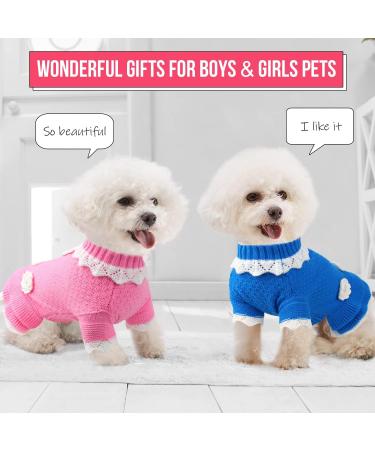 Joytale Dog Sweater - Warm Turtleneck Knitting Clothes for Small Dogs & Cats Cute Flower Design Hot Pink XS - Buy Online on GoSupps.com