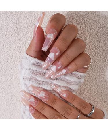 Xerling 24Pcs Cloudy Design Long Coffin False Nails - Colorful Press-On Tips for Women & Girls - Full Cover Fake Nails (Pattern H - Buy Online on GoSupps.com