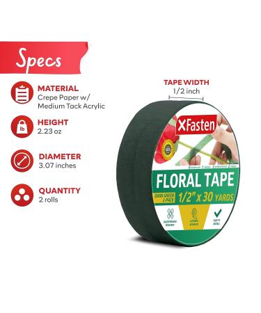 XFasten 1/2-Inch x 30 Yards Dark Green Floral Tapes - 2-Pack Waterproof Bouquet Stem Wrap Tape for Florist and Crafts - Buy Online on GoSupps.com