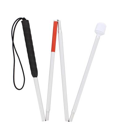 MonMed Red and White Folding Mobility Cane with Marshmallow Tip, 49 Inch (125cm), for Visually Impaired and Blind People