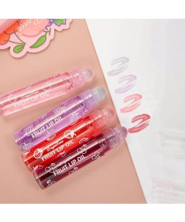 Greoer 4 Pieces Lip Balm Lip Oil Set Fruit-flavored Moisturizing Lip Gloss Plumping Lip Gloss Crystal Jelly Liquid Lipstick for Women and Girls Peach Strawberry Grape Cherry 1 count (Pack of 4) - Buy Online on GoSupps.com