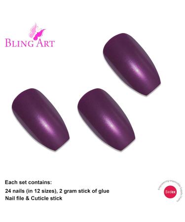 Shop Bling Art Purple Pearlescent Ballerina Coffin False Nails - 24 Long Tips with Glue | International Shipping Available - Buy Online on GoSupps.com