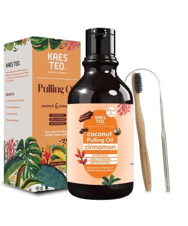 Coconut Oil Pulling with Cinnamon & Clove Bud Essential Oil for Healthy Teeth & Gums Bad Breath Treatment Teeth Whitening Mouthwash Healthy Teeth & Gums Alcohol Free 100% Natural 8 Fl Oz Cinnamon 8 Fl Oz (Pack of 1)