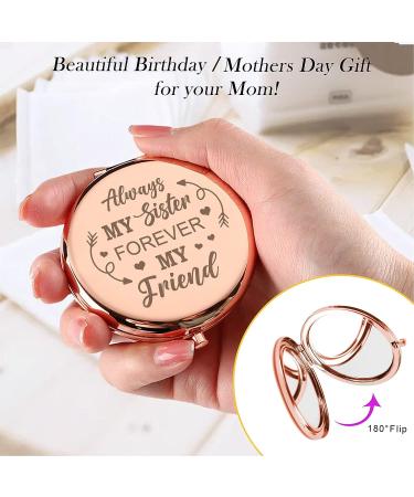 Sister Gifts: Rose Gold Compact Mirror - Perfect Birthday, Friendship, Valentine, Mother's Day or Thanksgiving Gift for Big/Little Sister - Buy Online on GoSupps.com