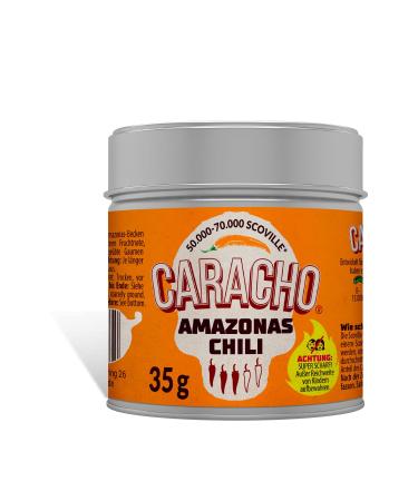 CARACHO 35g Crushed Amazonas Chili Chilli Flakes - 100% Premium Spicy Chilli Powder in Metal Spice Tin / Scoville: 50,000-70,000 / Chili Pepper Specialty