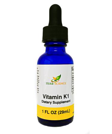 Herb-Science Vitamin K1 Drops - Pure Cold-Processed VIT K1 & Safflower Oil Supplement - Supports Blood Bone Skin Health - Drops for Oral & External Use - No Alcohol Vegan 1 Fl oz 36 Servings