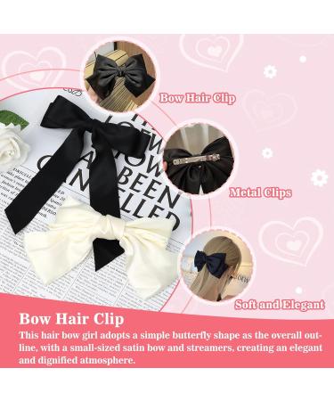 TOPBELIEF Silk Bow Ponytail Barrettes 4 Pieces Hair Clips with Large Bow Hair Bows for Women Elegant Bow Hair Accessories Black and Beige - Buy Online on GoSupps.com
