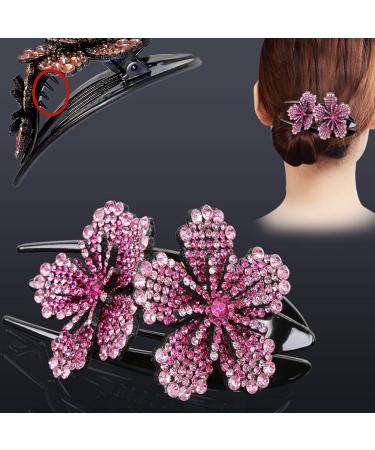 5 PCS Double Flower Rhinestone Hair Clips - Elegant Hair Accessories for Women - Crystal Thick Hairpins (Large) - Flower Color Options Available - Buy Online on GoSupps.com