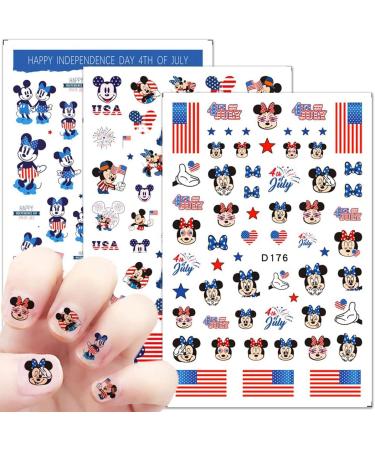 12Pcs 4th of July Nail Art Stickers - American Flag Designs Self-Adhesive Decals for Women and Kids - Buy Online on GoSupps.com