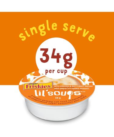 Friskies Lil' Soups Cat Food Complement Chicken and Butternut in Velvety Broth - 34 g Cup (8 Pack) Chicken & Butternut Squash in Broth - Buy Online on GoSupps.com