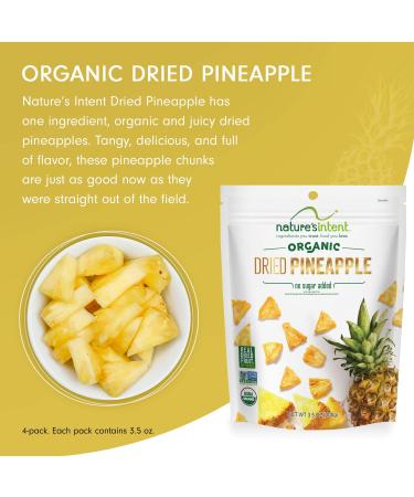 Nature's Intent Organic Dried Pineapple - 4 Pack x 3.5 oz - Healthy Vegan Snack - USDA Organic, Non-GMO, Gluten-Free - Buy Online on GoSupps.com