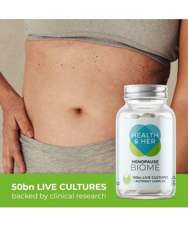 Health & Her Menopause Biome 50bn Live Cultures Supplements - 60 Tablets, Vegan & Phytoestrogen Free - Support for Menopause Symptoms - Buy Online on GoSupps.com