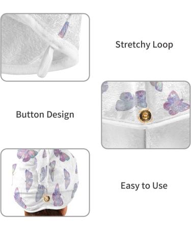 Butterflies Dry Hair Cap Set - 2 Piece Quick Drying Towel & Button Headband | Super Absorbent Soft & Comfortable for All Hair Types - Buy Online on GoSupps.com