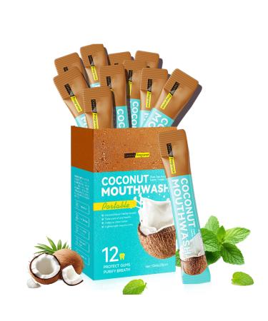 Format Voyage Bain de Bouche Huile de Coco et de Menthe Poivr e Sans Alcool Haleine Fra che 12h Anti Tartre liminer la Mauvaise Haleine et la plaque dentaire Sant des dents 20 Sachets
