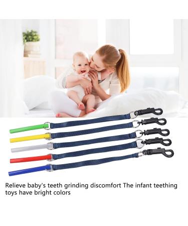 5 Pack Silicone Baby Teether Toys - Soft Sensory Exploration Rings with Lanyards in Red Blue Green & Yellow - Buy Online on GoSupps.com