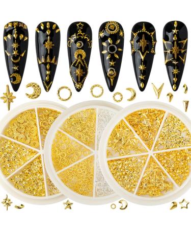 Nail Art Rivets Star Moon Nail Art Studs Gold Silver Nail Art Charms Nail Art Accessories Nail Art Metal Rivets Gemstone Jewelry DIY Crafts Design Supplies Nail Decorations Kits Z208