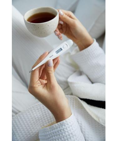 Beurer FT9 Digital Body Thermometer - Water Resistant LCD Display, +/- 0.1C Measurement Range, Acoustic Signal, Mercury-Free, Glass-Free, White - Buy Online on GoSupps.com